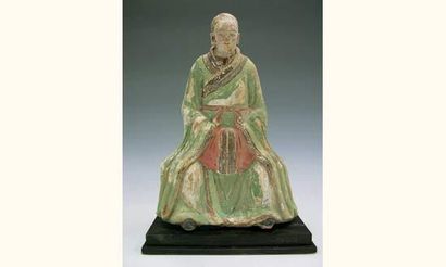 null YUAN (1279 - 1368 ap. J.C.)
Lohan assis dans une expression sereine, portant...