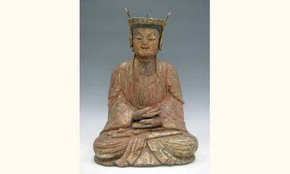 null MING (1368 - 1643 ap. J.C.)
Boddhisattva assis aux yeux mi-clos et esquissant...