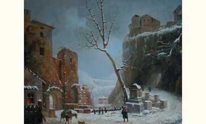 null Jules César Denis van LOO (Paris 1743-1821)
" Paysage d'hiver "
Toile.
Signée...