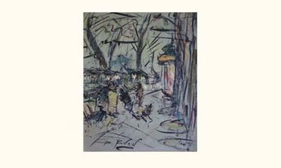 null Georges BERGER (1908-1976)
" Les bouquinistes "
Huile sur toile. Signée en bas...