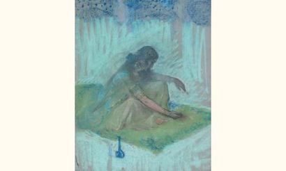 null Lucien LEVY-DHURMER (1865-1953)
" Orientale au tapis "
Pastel non signé.
50...