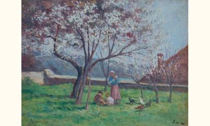 null Maximilien LUCE (1858-1941)
" Jardin de Rolleboise, 1930 "
Huile sur papier...