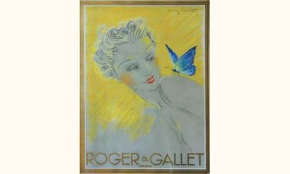 null ROGER GALLET
Belle publicité encadrée
Période 1927
Signée ICARD 40 x 32