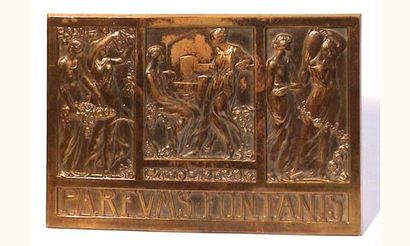 null FONTANIS, " Parfum Fontanis ", rare plaque publicitaire en cuivre, bas-relief...