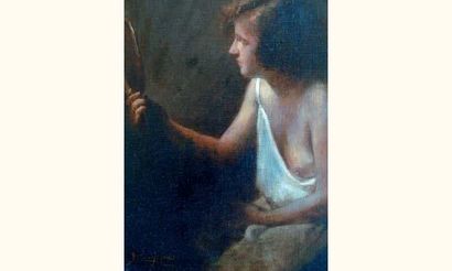 null Delphin ENJOLRAS (1857-1945)

« La femme au miroir »

Huile sur toile. Signée...