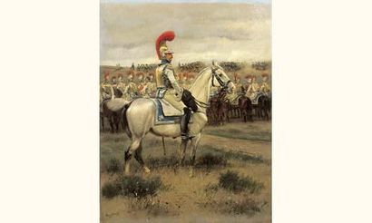 null Edouard DETAILLE (1848-1912)
Ecole FRANÇAISE

« Carabinier à cheval avec sa...