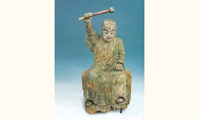 null MING (1368-1643 ap.J.C.)
Lo-Han assis en bois sculpté polychrome.
H.86.
