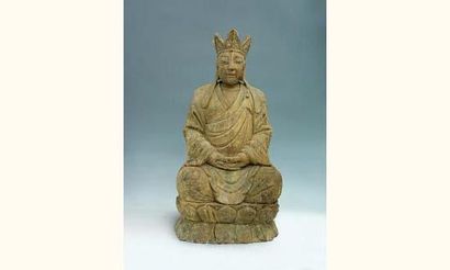 null MING (1368-1643 ap.J.C.)
Bodhisattva assis sur un trône lotiforme en bois sculpté...