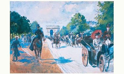 null Georges STEIN (né vers 1870)
" Calèche sur l'avenue Foch, circa 1900 
 
Signée...