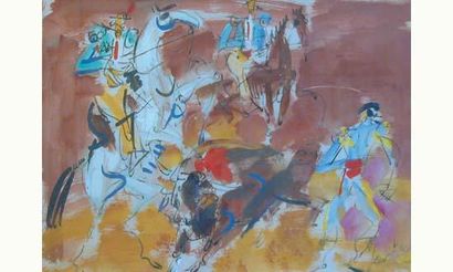 null * GEN PAUL (1895-1975)
" La corrida "
Gouache.
Signée en bas à droite.
32 x...