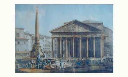 null Giovanni VOLPATO
" Vu du Panthéon à Rome ". ; d'après DUCROS
Gravure au trait...