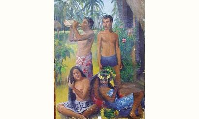 null Atelier de Mme BESNARD-GIRAUDIAS

« Les Tahitiens »

Huile sur toile. 
Non signée....
