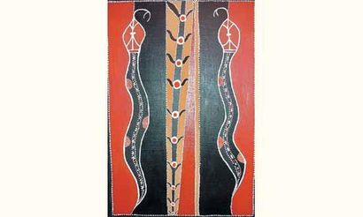 null Louise Nixon Ngara. 

Titre : “Snake dreaming”. 

D. : 60 X 41 cm.
Acrylique...
