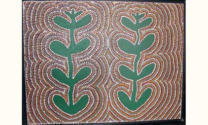 null Anonyme. 

Sans titre. 

D. : 61 X 46 cm.	
Acrylique sur toile. 

Art Aborigène
Depuis...