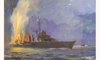 null Roger CHAPELET (1903-1995) Peintre de la Marine

« Le Siroco torpillé par deux...