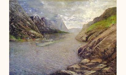 null Olof BOECKER 

« Bateau mixte dans un Fjord »

Huile sur toile signée en bas...