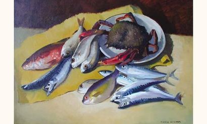null Pierre WAGNER (1847-1943) 

« Nature morte aux poissons »

Huile sur toile signée...