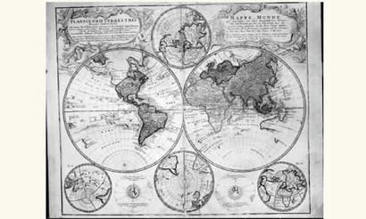 null Carte : Mappemonde datée 1746 par Halius et dressée par Lowitz « Avec privilège...