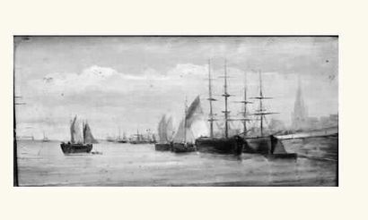 null Ecole Française XIXe siècle.
 Paire de marines, « bord de mer et scène de port...