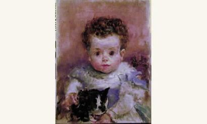 null Ignacio de LÉON Y ESCOSURA (1834-1901)
« Portrait d'enfant au chat »
Huile sur...