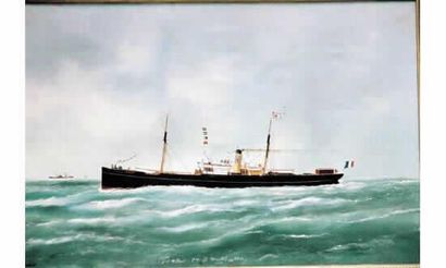 null Edouard ADAM (Peintre de la Marine)« Le cargo mixte ALBERT »Huile sur toile...