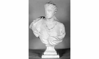 null Buste en marbre blanc représentant une allégorie féminine coiffée d'un diadème...