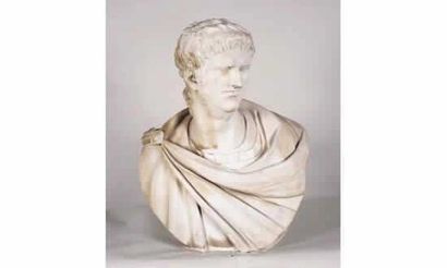 null Buste en marbre blanc représentant l'empereur Néron, travail Italien début XIXe...
