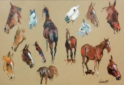null Gabriel LAMOTTE
Peintre officiel du cadre noir à Saumur
« Etude de chevaux et...