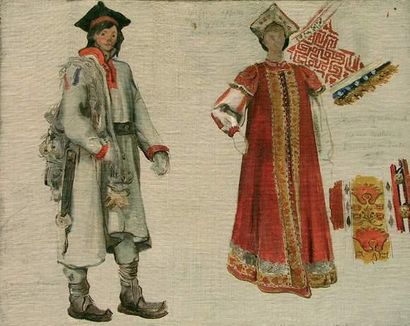 null Ecole française vers 1860
« Etude de costumes russes (Russie Septentrionale)...