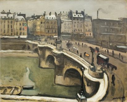 null Albert MARQUET (1875-1947)
« Vue du Pont Neuf (Petit Bras) ».
Huile sur toile
Signée...