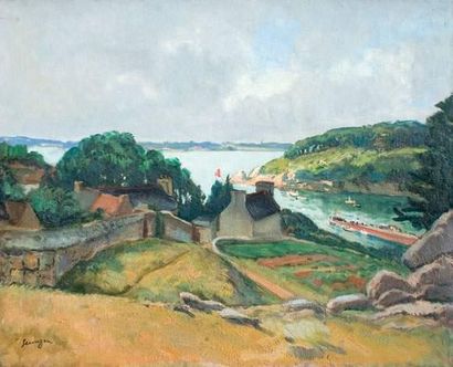 null Lucien SEEVAGEN (1887-1959)
« Le port de Bréhat »
Huile sur toile, signée en...