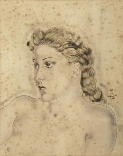 null Léonard FOUJITA (1886-1966)
Femme au buste nu
Gravure en couleur.
Signé au centre...