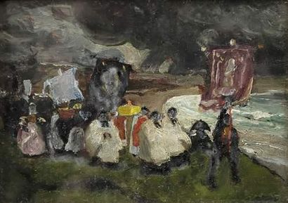 null Lucien SIMON (1861-1945)
Procession à Penhors
Panneau.
Non signé.
8,5 x 12 cm
Exposition...