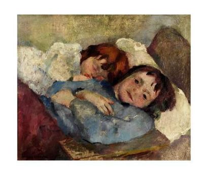 null Henri OTTMANN (1877-1927)
Enfants endormis
Toile.
Signé en bas à gauche.
54...