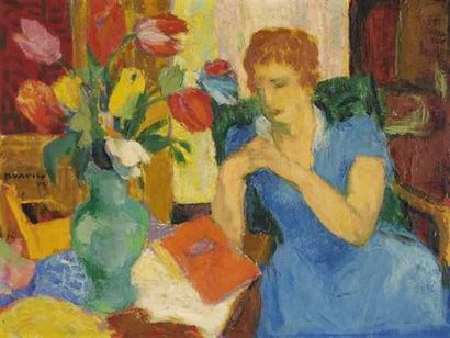 null Charles KVAPIL (1884-1957)
Jeune femme aux tulipes (son épouse)
Toile.
Signé...