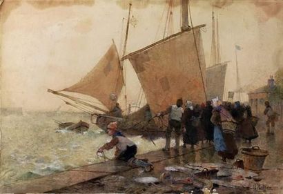 Hector CAFFIERI (1847-1932) Retour de pêche...