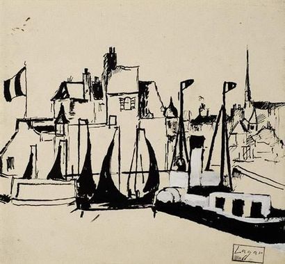 Celso LAGAR (1891-1966) Bassin d'Honfleur...