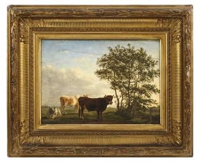 null Jean-Baptiste BERRÉ (Anvers 1777-Paris 1838)
Vaches au pâturage
Panneau.
Signé...