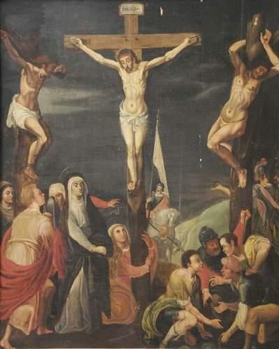 École ALLEMANDE du XVIIe siècle La Crucifixion...