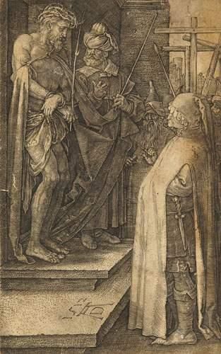  Albrecht DÜRER (1471-1528) Ecce Homo Belle gravure en noir d'époque. (Tâches). 11...