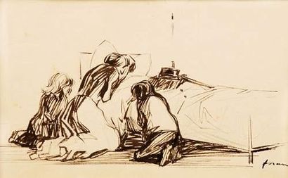 null Jean-Louis FORAIN (1852-1931)
La prière
Encre au pinceau.
Signé en bas à droite.21,5...
