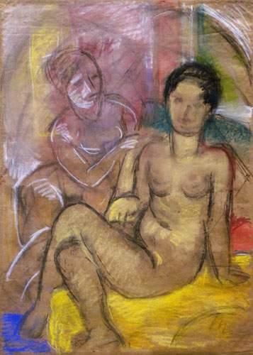 null Charles KVAPIL (1884-1957)
Etude de deux femmes nues à la plage
Pastel et fusain...