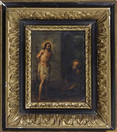null Ecole ESPAGNOLE vers 1600
Saint Pierre et le Christ
Cuivre.
16 x 11,5 cm
(M...
