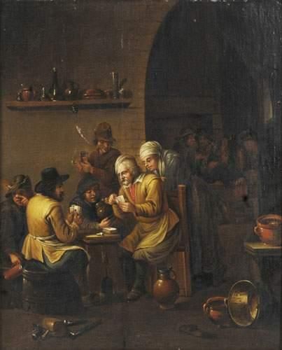 null Ecole FLAMANDE du XIXe siècle, dans le goût de David TENIERS
Les joueurs de...