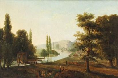 null S. LERMIER (Actif au XIXème siècle)
Moulin à eau sur la rivière
Toile.
Signé...