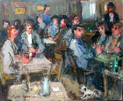 Roger BERTIN (1915-2003) Café en Auvergne...