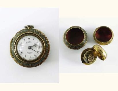 null Bonne petite montre pour le marché turc, trois boîtes anglaises XVIIIe, signée...
