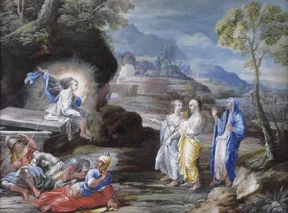 null Ecole FRANÇAISE vers 1700
Les Saintes Femmes au tombeau
Gouache.
16,5 x 21,5...