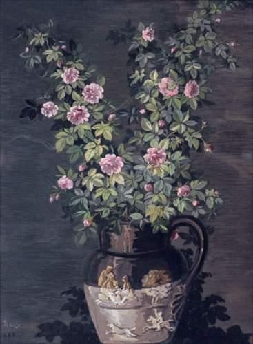 null J. REY (*)
Vase de roses
Gouache, datée 1883.
49 x 36 cm