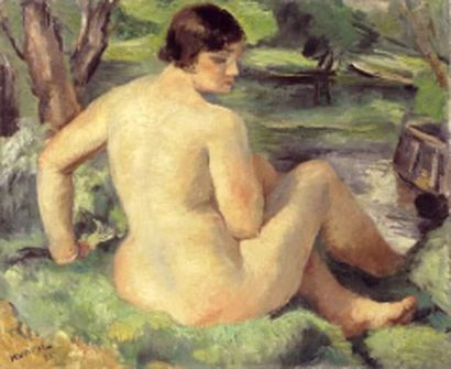 null Charles KVAPIL (1884-1957)
Nu assis au bord de la rivière
Peinture sur toile.
Signée...